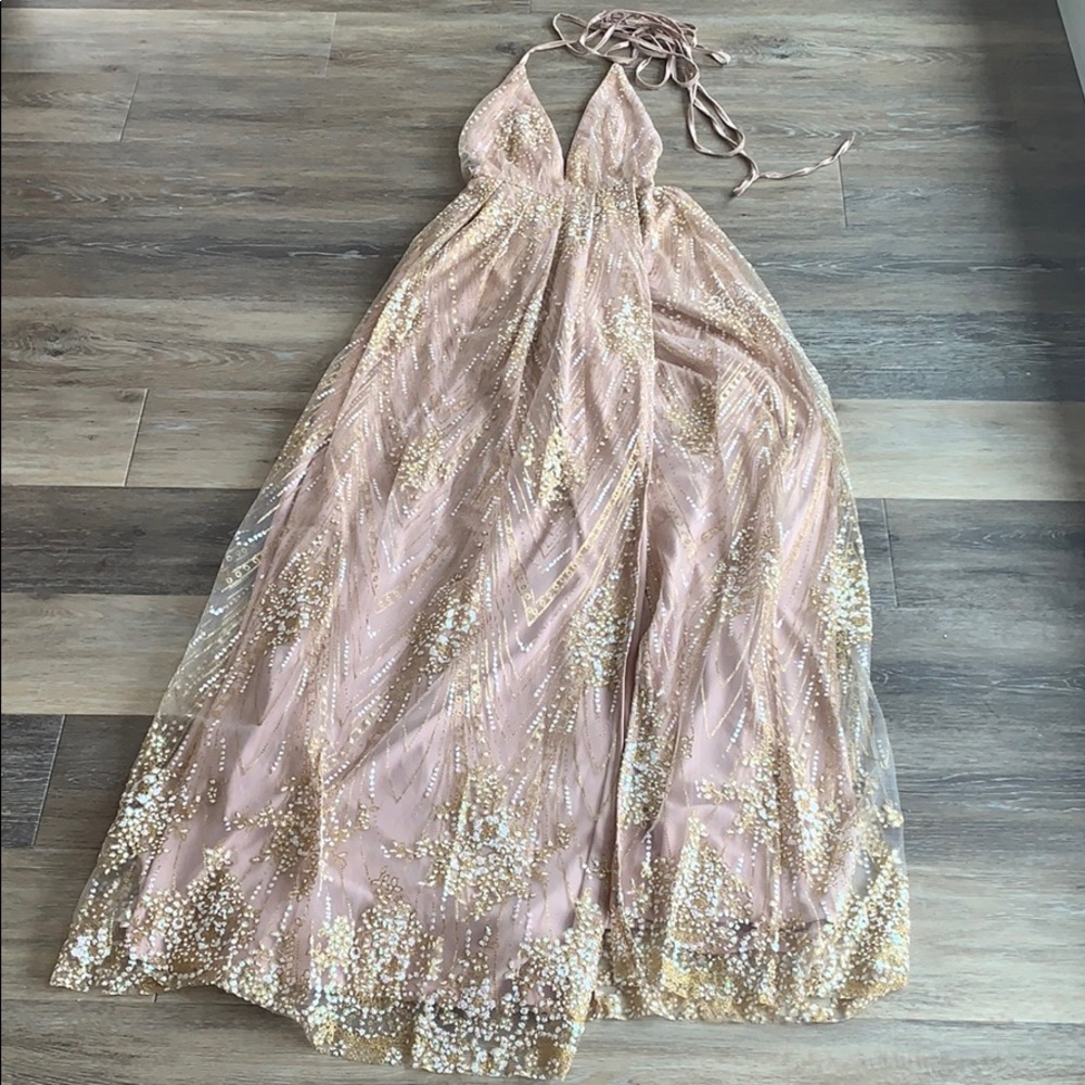 Showpo Gold New York Nights Maxidress